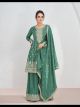 Green Chinnon Silk Sharara Suit