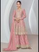 Pastel Pink Chinon Silk Sharara Suit