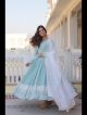 Sky Blue Alia Cut Kurti With Dupatta