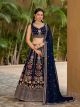 Navy Blue Georgette Sequins Lehenga