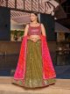 Olive Georgette Sequins Lehenga