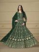 Green Heavy Embroidered Floor Length Gown