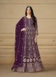 Purple Heavy Embroidered Floor Length Gown
