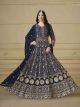 Blue Heavy Embroidered Floor Length Gown