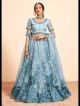 Firozi Heavy Embroidered Wedding Lehenga