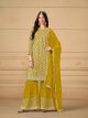 Yellow Sequins Embroidered Sharara Suit