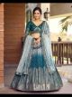 Blue Chinon Sequined Lehenga Choli