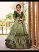 Green Chinon Sequined Lehenga Choli