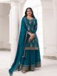 Aqua Blue Designer Sharara Suit For Women