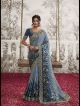 Royal and Sky Blue Designer Partywear Saree