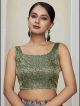 Green Banarasi Silk Readymade Blouse