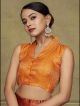 Orange Banarasi Silk Readymade Blouse