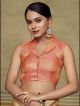 Peach Banarasi Silk Readymade Blouse