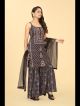 Black Viscose Chinon Printed Sharara