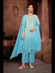 Light Blue Thread Embroidered Pant Style Suit