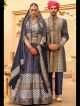 Navy Blue Traditional couple lehenga & sherwani