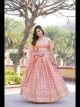 Peach Viscose Jacquard Party Wear Lehenga