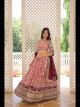 Pink Viscose Jacquard Party Wear Lehenga