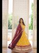 Yellow Viscose Jacquard Party Wear Lehenga