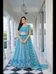 Sky Blue Butterfly Net Party Wear Lehenga