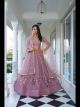 Dusty Pink Butterfly Net Party Wear Lehenga