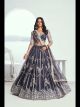 Dark Grey Butterfly Net Party Wear Lehenga