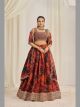 Orange Floral Printed Lehenga Choli