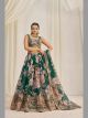 Dark Green Floral Printed Lehenga Choli