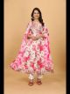 Pink Chinon Floral Anarkali Suit