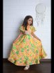 Yellow Chinon Kids Girls Lehenga