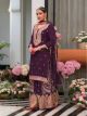Wine Embroidered Palazzo Suit