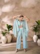 Aqua Blue Readymade Western Top Bottom Dress
