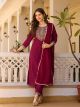 Maroon Embroidery Work Suit