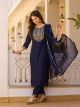 Navy Blue Embroidery Work Suit