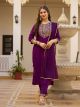 Purple Embroidery Work Suit