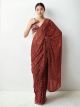 Red Chiffon Digital Printed Saree with Lace Border