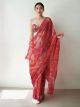 Pink Chiffon Digital Printed Saree with Lace Border