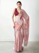 Cream Chinon Digital Printed Saree with Lace Border