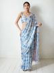 Cream Chinon Digital Printed Saree with Lace Border