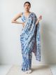 White Chinon Digital Printed Saree with Lace Border