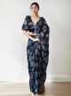 Navy Blue Chinnon Saree