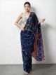 Blue Marbel Chiffon Digital Printed Stitched Saree