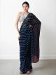 Blue Marbel Chiffon Digital Printed Stitched Saree