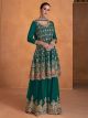Green Faux Georgette Semi-stitched Sharara Suit