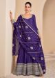 Violet Viscose Jacquard Silk Anarkali Suit