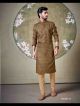 Mustard Brown Poly Digital Print Kurta Pajama