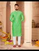 Parrot Green Poly Jacquard Kurta Pajama