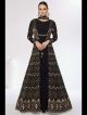 Black Embroidered Front Slit Indo-Western Gown