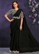 Black Crepe Satin Stitched Saree