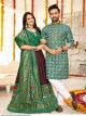 Couple Combo Dola Silk Men Kurta and Female Lehenga Choli
